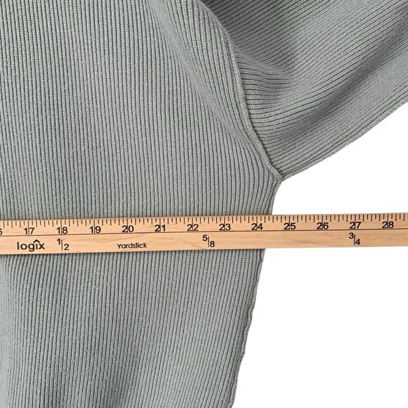 ANRABESS Quarter Zip Pullover Ribbed Knit Sweater Medium Green - Picture 6 of 8